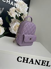 Chanel Backpack Mini Purple Caviar Gold 18x13x9cm - 2