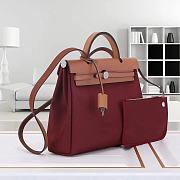 Hermes Ruby Canvas Leather Herbag Zip 31 Bag 31x10x26cm - 5