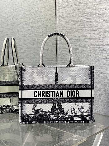 Dior Medium Book Tote White Black Paris Embroidery 36 x 27.5 x 16.5 cm