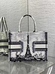 Dior Medium Book Tote White Black Paris Embroidery 36 x 27.5 x 16.5 cm - 4