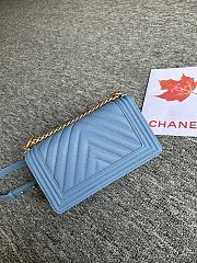 Chanel Leboy Chevron Caviar Blue Gold 25cm - 5