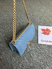 Chanel Leboy Chevron Caviar Blue Gold 25cm - 3