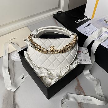 Chanel White Pouch Bag 18x17x8cm