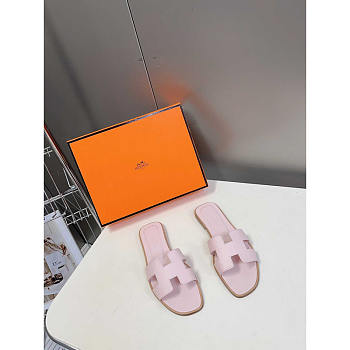 Hermes Oran H Sandals Slippers Classic Rose Pale