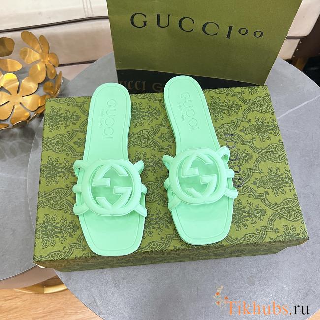 Gucci Rubber Green Slides - 1