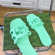 Gucci Rubber Green Slides - 3