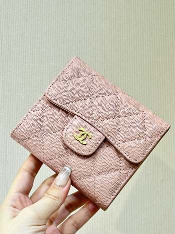 Chanel Wallet Pink Caviar Gold 11cm