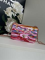 Chanel Mini Flap Bag Satin Sequins Gold Yellow Purple Pink 20x12x6cm - 1