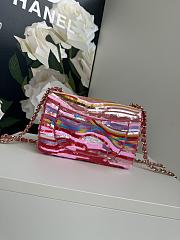 Chanel Mini Flap Bag Satin Sequins Gold Yellow Purple Pink 20x12x6cm - 4