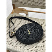 YSL Round Raffia Shoulder Bag Black 21x21x4cm - 3