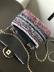Chanel Small Flap Bag Sequins Gold Black White Pink Yellow 21x14x8cm - 6