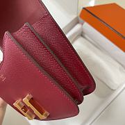 Hermes Epsom Leather Gold Lock Bag In Red Wine Size 19 cm - 5