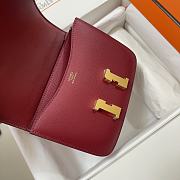 Hermes Epsom Leather Gold Lock Bag In Red Wine Size 19 cm - 4