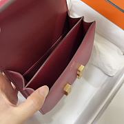 Hermes Epsom Leather Gold Lock Bag In Red Wine Size 19 cm - 3