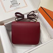 Hermes Epsom Leather Gold Lock Bag In Red Wine Size 19 cm - 2
