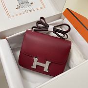 Hermes Epsom Leather Silver Lock Bag In Red Wine Size 19 cm - 1