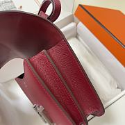 Hermes Epsom Leather Silver Lock Bag In Red Wine Size 19 cm - 2