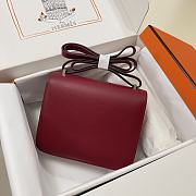 Hermes Epsom Leather Silver Lock Bag In Red Wine Size 19 cm - 3