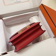 Hermes Epsom Leather Gold Lock Bag In Red 19 cm - 5