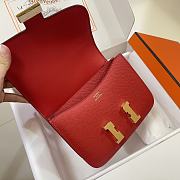 Hermes Epsom Leather Gold Lock Bag In Red 19 cm - 3