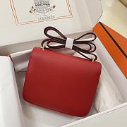 Hermes Epsom Leather Gold Lock Bag In Red 19 cm - 4