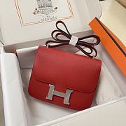 Hermes Epsom Leather Silver Lock Bag In Red 19 cm - 1