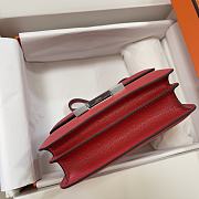 Hermes Epsom Leather Silver Lock Bag In Red 19 cm - 6