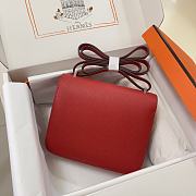 Hermes Epsom Leather Silver Lock Bag In Red 19 cm - 4