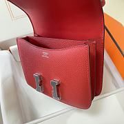 Hermes Epsom Leather Silver Lock Bag In Red 19 cm - 2