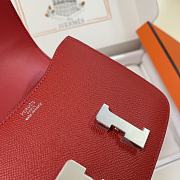 Hermes Epsom Leather Silver Lock Bag In Red 19 cm - 3