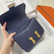 Hermes Epsom Leather Gold Lock Bag In Navy Blue Size 19 cm - 6