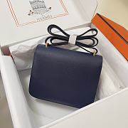 Hermes Epsom Leather Gold Lock Bag In Navy Blue Size 19 cm - 2