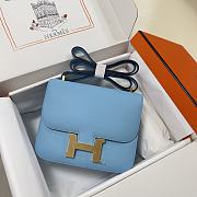 Hermes Epsom Leather Gold Lock Bag In Blue Size 19 cm - 1