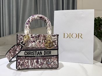 Dior Medium Lady D-Lite Bag White Multicolor Dior 4 Saisons 24x20x11cm
