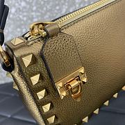 Valentino Small Rockstud Grainy Gold Bag 19x13x7cm - 3