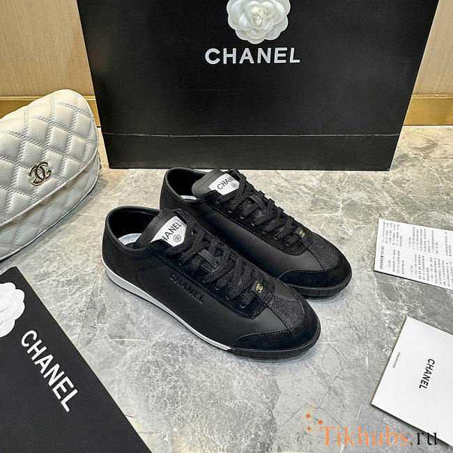 Chanel Sneaker Calfskin Suede Calfskin Black - 1