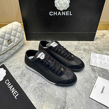 Chanel Sneaker Calfskin Suede Calfskin Black