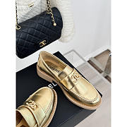 Chanel Moccasins Laminated Lambskin & Metal Gold - 3