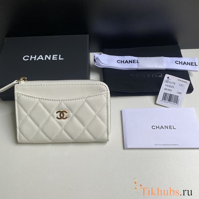 Chanel Card Holder White Caviar Gold 12x7.5x2.5cm - 1