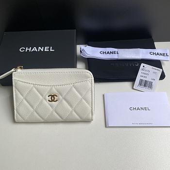 Chanel Card Holder White Caviar Gold 12x7.5x2.5cm