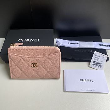 Chanel Card Holder Pink Caviar Gold 12x7.5x2.5cm