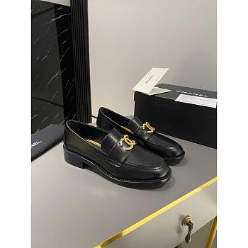 Chanel Moccasins Black Calfskin & Metal 