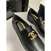 Chanel Moccasins Black Calfskin & Metal  - 3