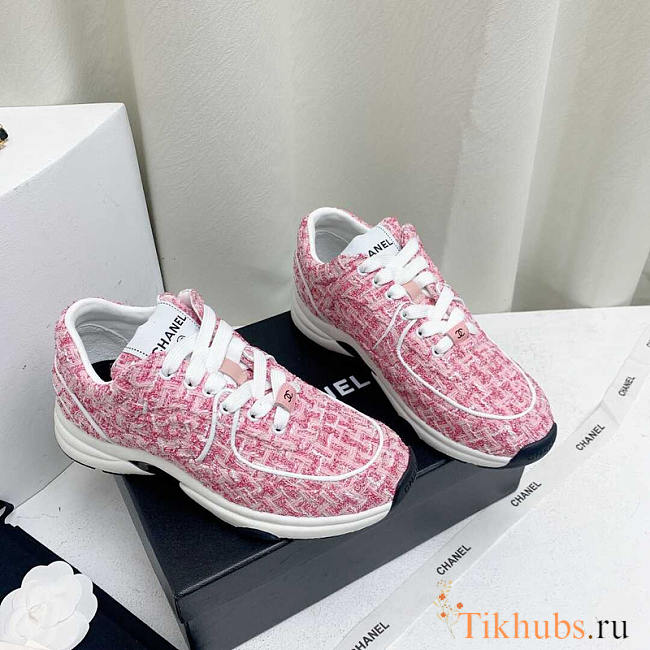 Chanel Sneakers Fabric Pink - 1