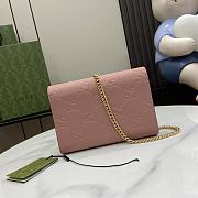 Gucci GG Leather Chain Wallet Pink 20x13x6cm - 3