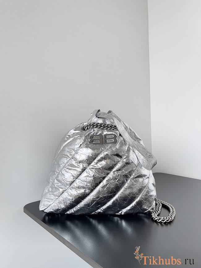 Balenciaga Crush XS Tote Bag Silver 25x22x9cm - 1