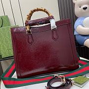 Gucci Diana Medium Tote Bag Dark Red Patent 35x30x14cm - 3