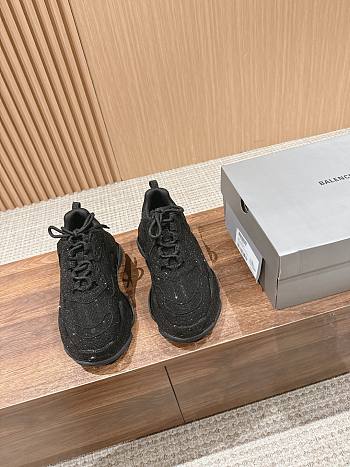 Balenciaga Black Triple S Rhinestone Sneakers