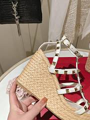 Valentino Garavani Rockstud White Wedge Sandal - 4