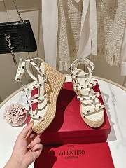 Valentino Garavani Rockstud White Wedge Sandal - 3